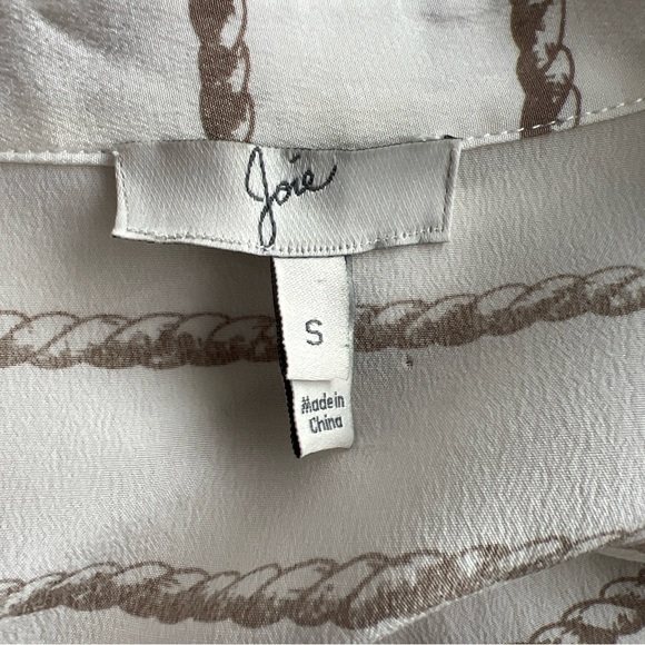 Joie Silk Tie-Front Shirt Rope Print Roll-Up Sleeves Size S - Picture 12 of 13